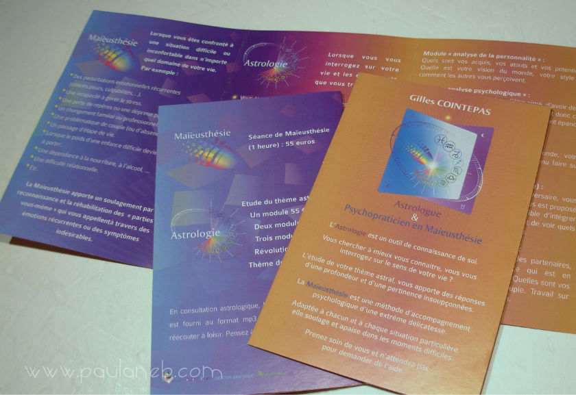 Dépliant astrologie et Maïeusthésie de Gilles Cointepas